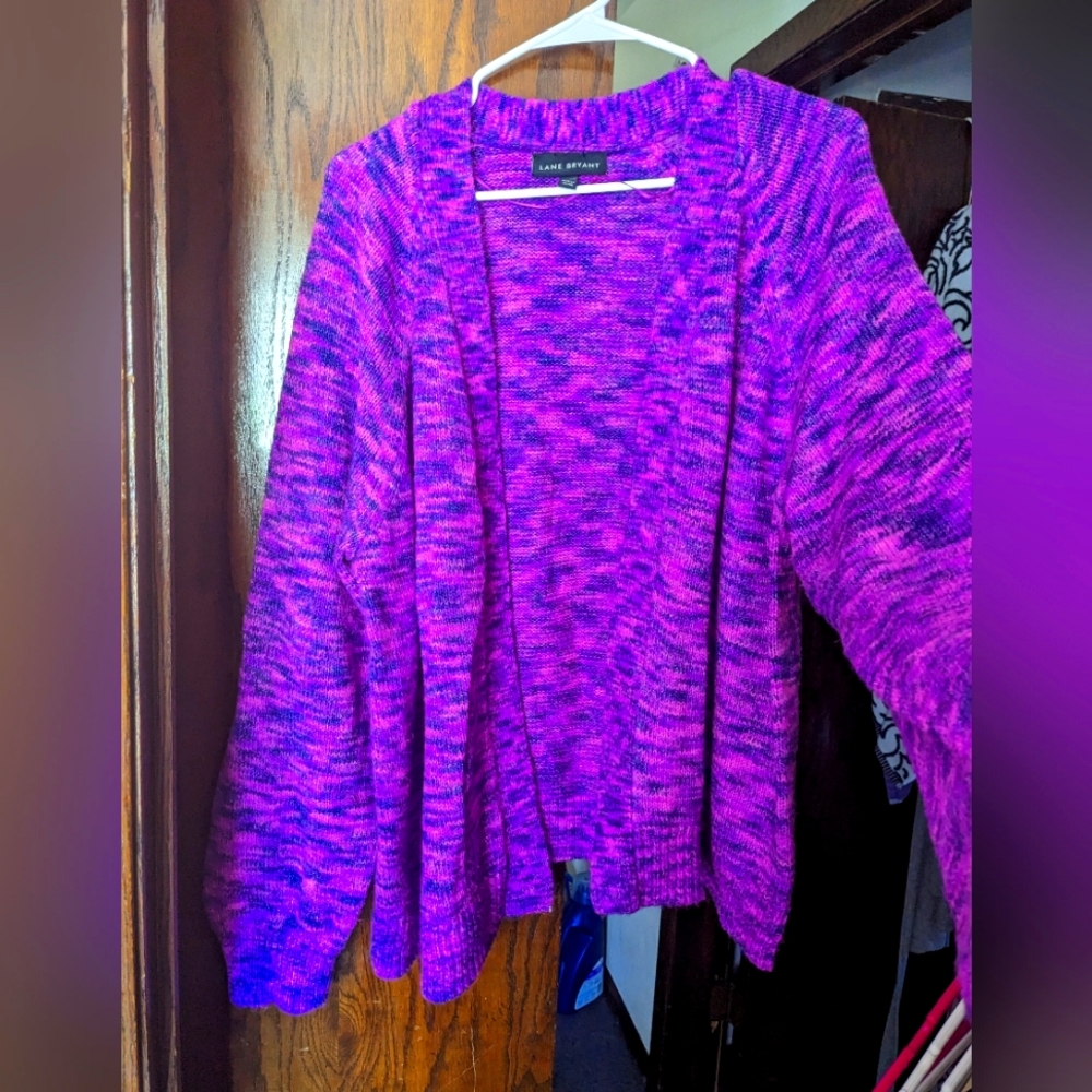 Lane Bryant Space Dye Cardigan, size 18/20, and Pink with Purple